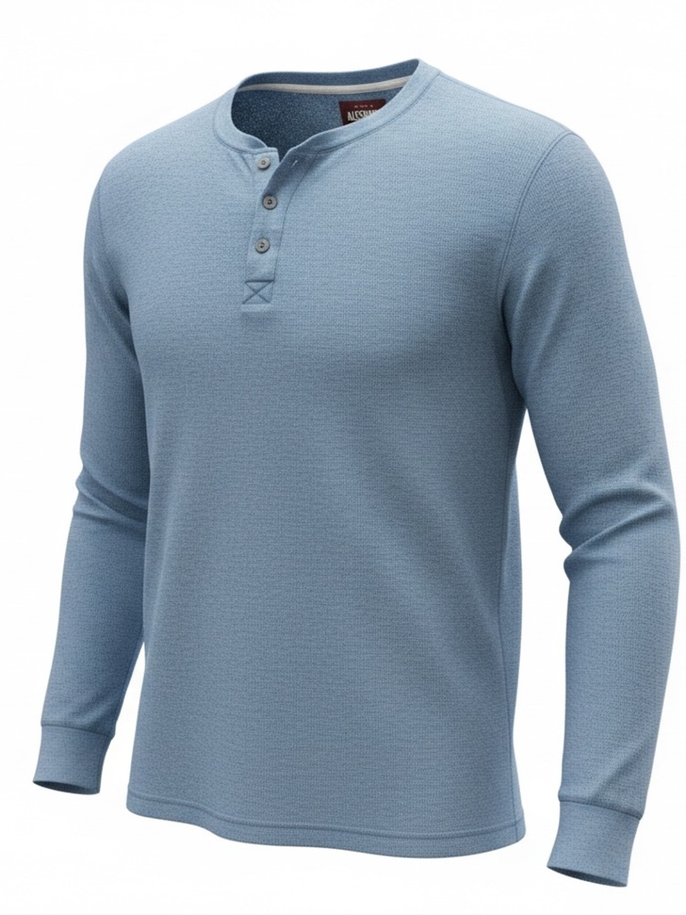 Light Blue Long-Sleeve Henley Shirt - Casual Men's Top
